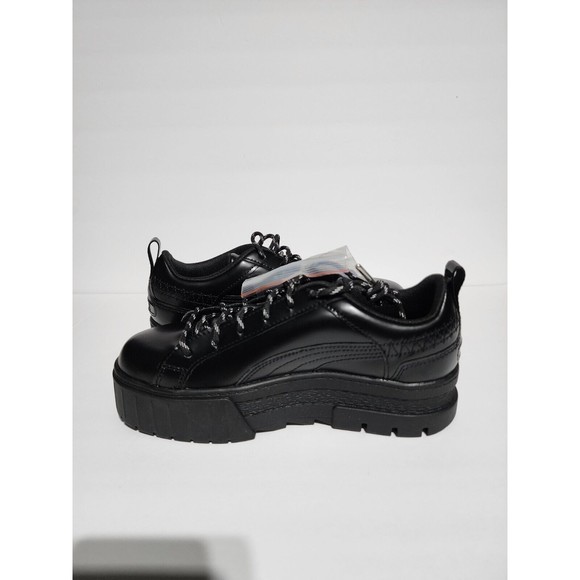 Puma x DUA LIPA Mayze Fluture Lace-Up Sneaker Black Leather Shoes WOMEN'S SIZE 8 - Picture 6 of 10
